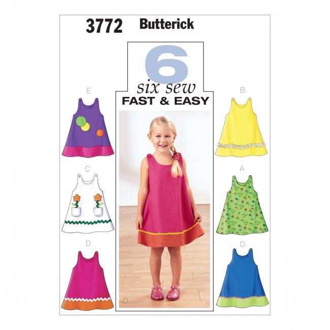 Butterick cut for girls flared dress size 104-122 3772/4