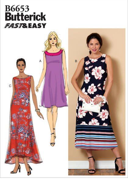 Butterick cut for women's loose dress in size 42-52 B6653-E5