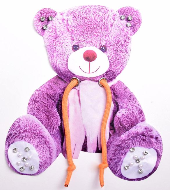 Patch in purple color in the shape of a teddy bear FU003