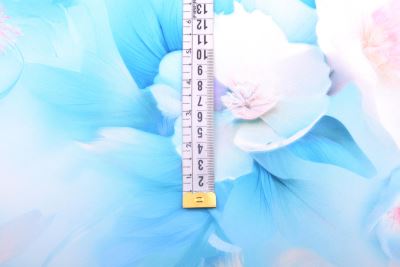 Silky artificial silk with digital print of blue flowers SMT-SD1638C (5)