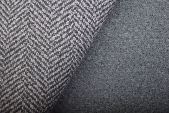Coat knit in gray with zigzag pattern DS-NS062
