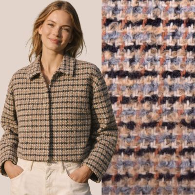 Wool coat fabric with stripe pattern NS2008