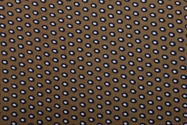 Viscose fabric in khaki color with polka dot print 20149/027