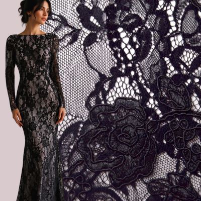 Black lace with flower motif CCS03044/5