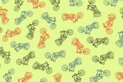 Cotton knit in lime color with motorbike print TU51343