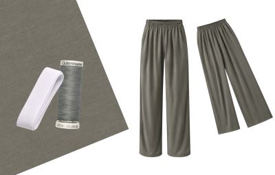 Set for sewing loose trousers into elastic in light gray color SET115
