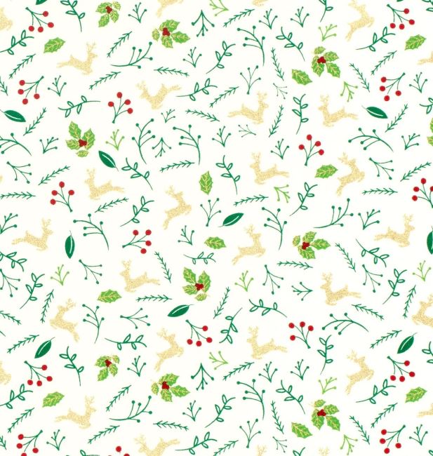 Christmas cotton fabric in cream color with thematic print 22702/051