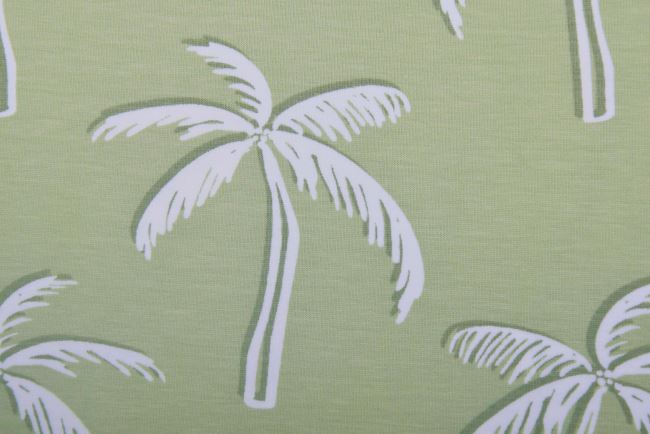 Cotton knit in green with palm print 23617/026