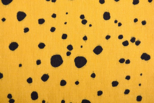 Double gauze in dark yellow with polka dots print 181519