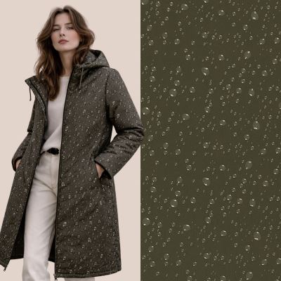 Softshell in khaki color with foil print of drops 20449/027