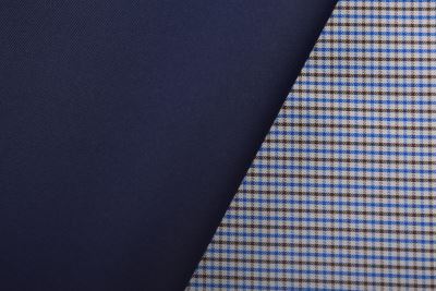 Reversible costume fabric in blue with checkered print DS-MOR4066