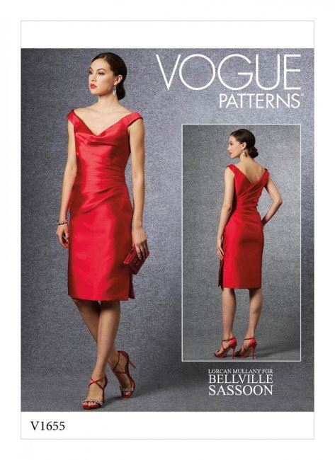 Vogue cut for dress with pleating in size 40-48 V1655-E5