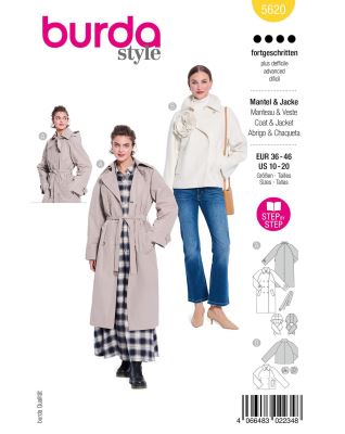 Pattern for women's loose coat in size 36-46 5620
