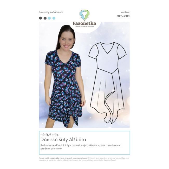 Printed cut Fazonetka for women's dress Alžběta size XXS-XXXL FA062