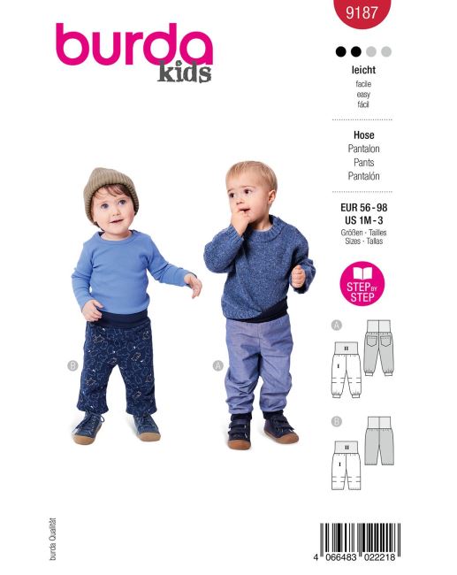 Cut for children's trousers in sizes 56-98 9187