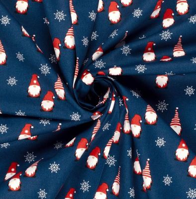 Christmas cotton fabric in dark blue with elf print 22735/008 (3)