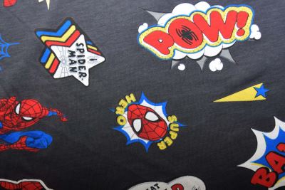 1 m of cotton knit in dark gray with Spider-Man print DS-KUP156