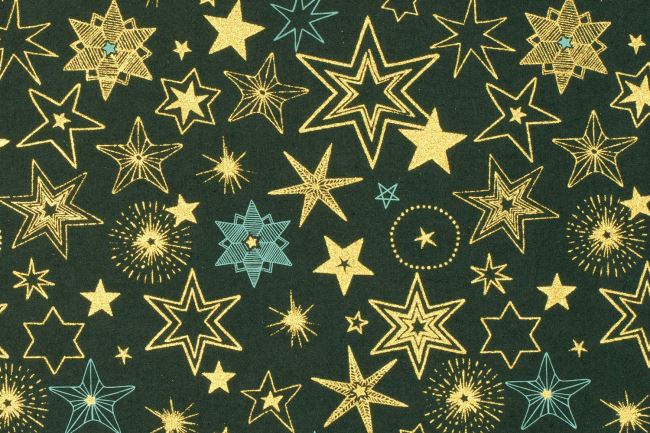 Christmas cotton fabric in green with star print 22720/028