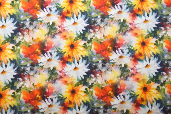 Cotton knit with digital print of small flowers S1890R-3681