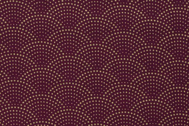 Christmas cotton fabric in burgundy color with decorative gold print 20739/046