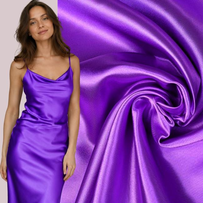 Blouse/dress fabric in purple with satin and cupro look Q1015/3
