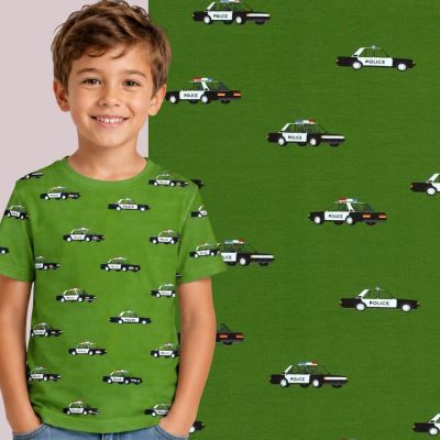 Cotton knitwear in green with car print 21863/027 Cotton knitwear in green with car print 21863/027