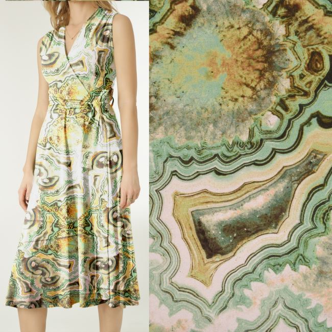 Viscose knit in green color with abstract print MI57003/12973