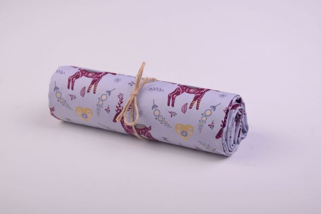 Roll of Christmas cotton in gray color with deer print RO16710/061