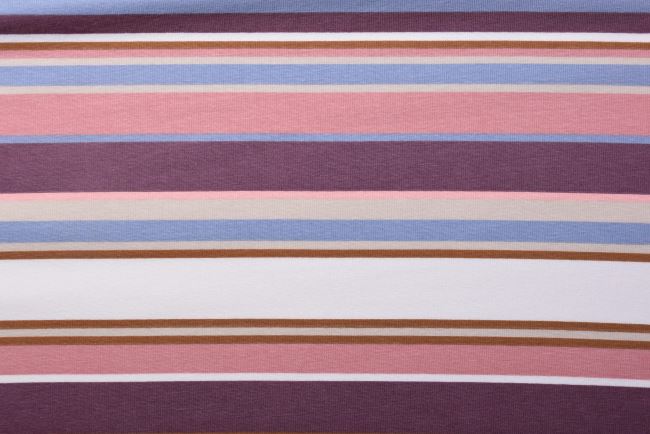 Cotton knitwear with a print of colored stripes K10165-920D