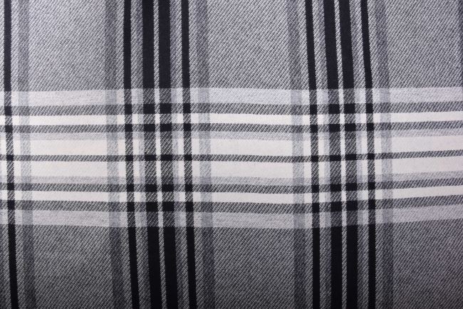 Wool coat fabric with large black check pattern TI512