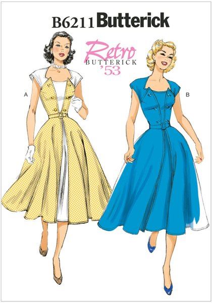 Butterick cut for women's retro dress in size 32-40 B6211-A5