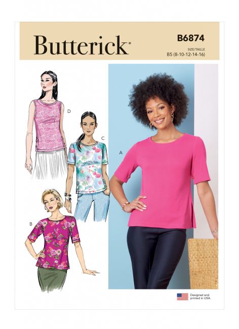 Butterick cut for women's t-shirts in sizes 34-42 B6874-B5