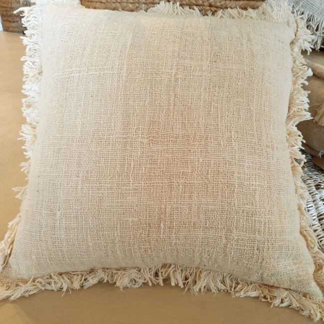 Cushion cover from Bali in beige color with fringes, size 50x50 cm BALI13