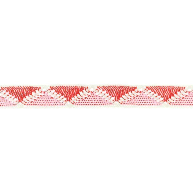Cotton woven ribbon with zigzag pattern in red 33208