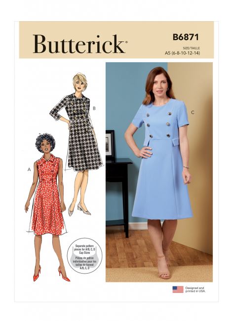 Butterick cut for women's dresses in sizes 34-42 B6871-A5