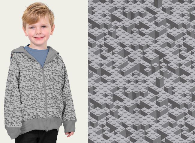 Softshell in gray color with digital print of lego blocks 20433/063