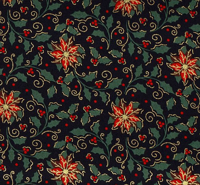 Christmas cotton fabric in blue color with flower print 20723/008