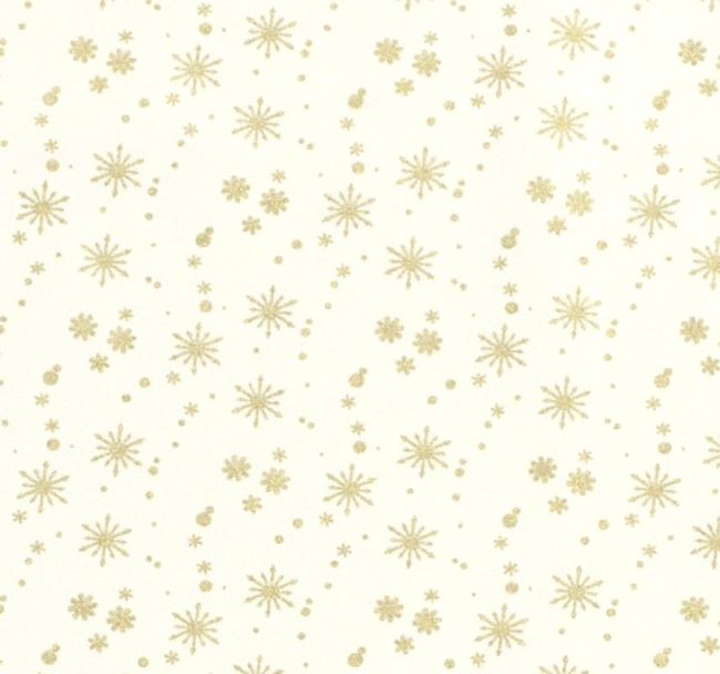 Christmas cotton fabric in cream color with a print of snowflakes and polka dots 20711/051