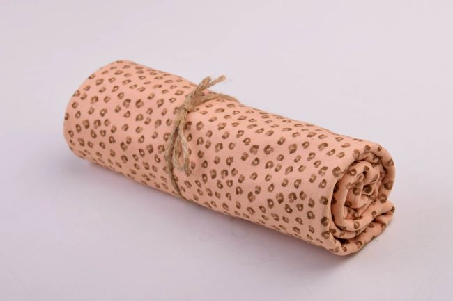 Roll of cotton knit in beige color with animal print RO18918/052