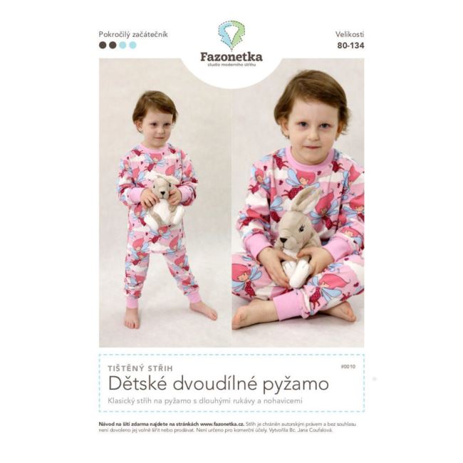 Printed cut Fazonetka for children's two-piece pajamas size 80-134 FA051