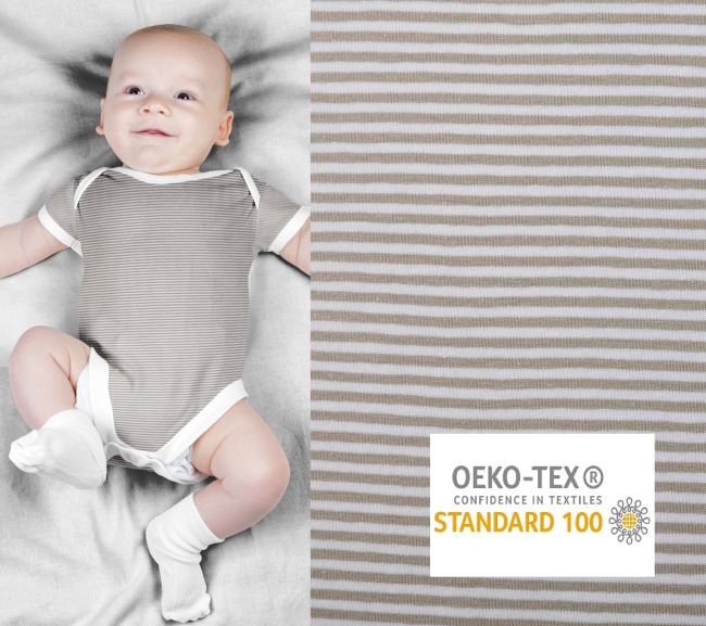 Cotton knitwear from the BABY collection with olive stripes 18489/026