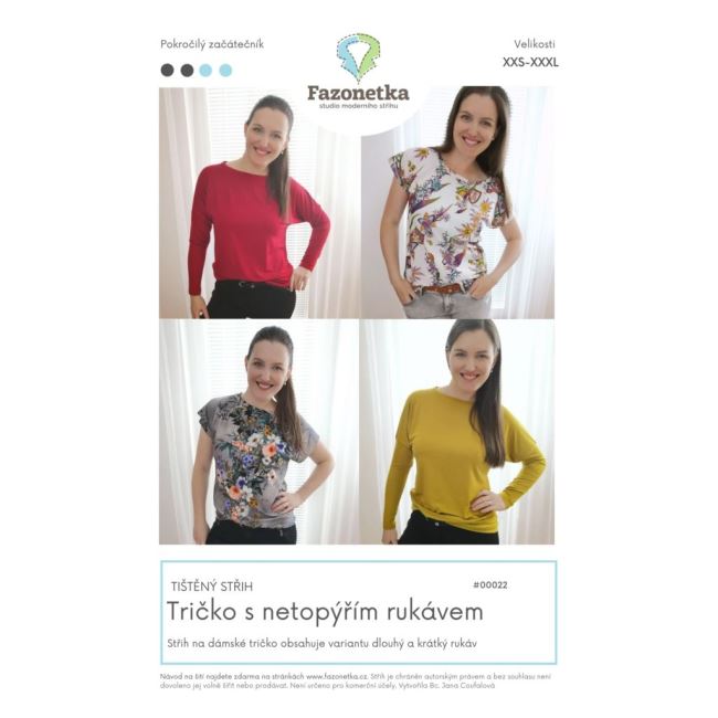 Printed cut Fazonetka for T-shirt with bat sleeve size XXS-XXXL FA028
