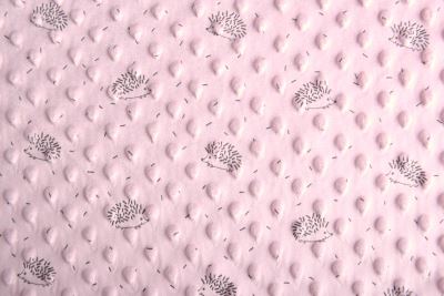 Minky fleece in pink color with hedgehog print 15875/092 (1)