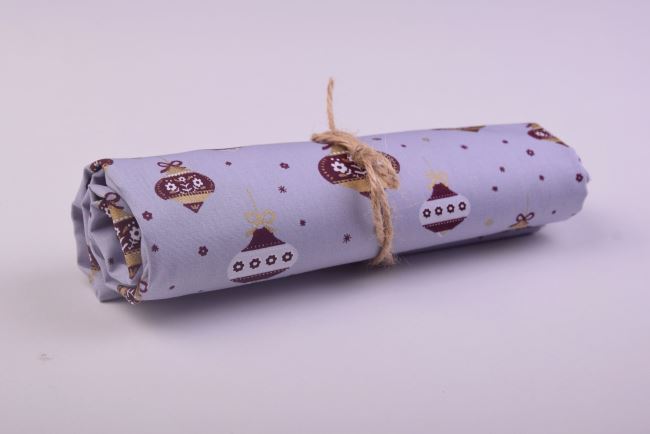 Roll of Christmas cotton in gray color with printed ornaments RO16712/061