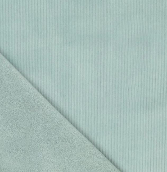 Corduroy with fleece in mint color with fine ribbing 21101/325