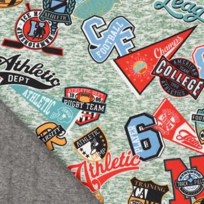 Alpine fleece in menthol color with digital print of inscriptions 22390/200 Alpine fleece in menthol color with digital print of inscriptions 22390/200