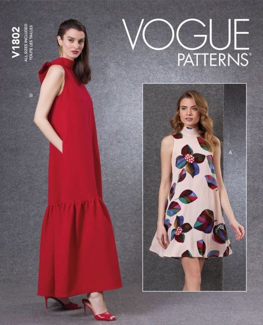 Vogue cut for dresses in sizes XS-XXL V1802