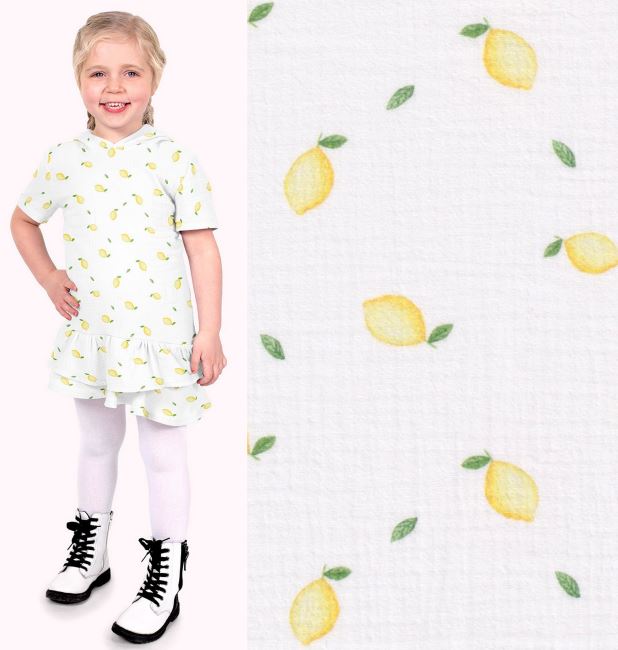 White muslin with lemon digital print 21554/050