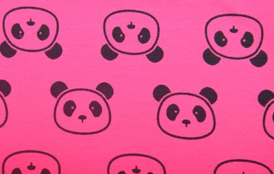 1 m of cotton knitwear in pink with panda print DS-KUP103