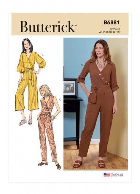 Butterick cut for women's overalls in size 32-40 B6881-A5